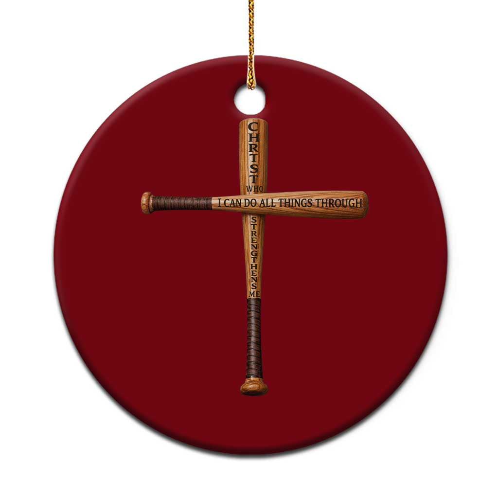 Christian Baseball Ceramic Ornament I Can Do All Things Through Christ Who Strengthens Me TS11 1pc Red Print Your Wear
