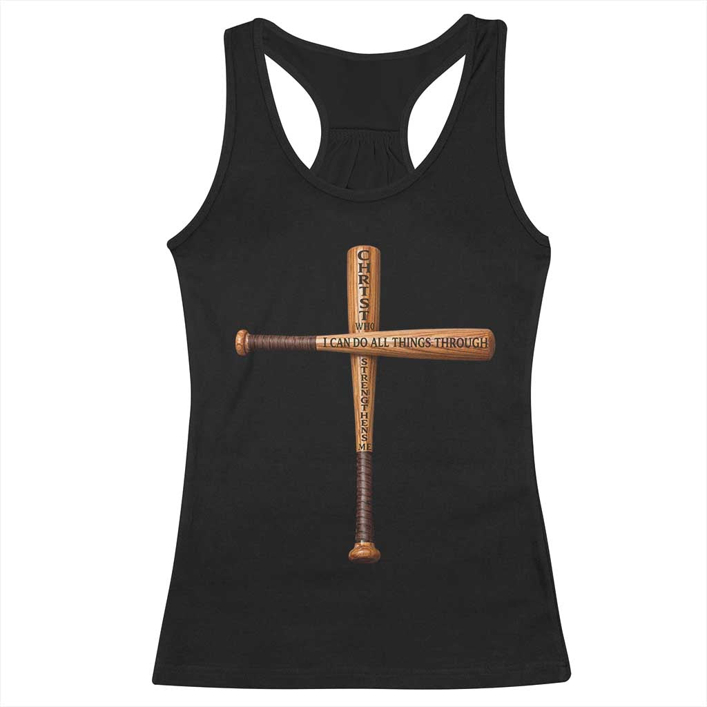 Christian Baseball Racerback Tank Top I Can Do All Things Through Christ Who Strengthens Me TS11 Black Print Your Wear