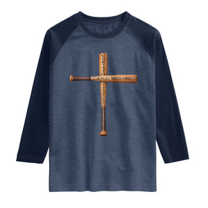 Christian Baseball Raglan Shirt I Can Do All Things Through Christ Who Strengthens Me TS11 Heather Denim Navy Print Your Wear
