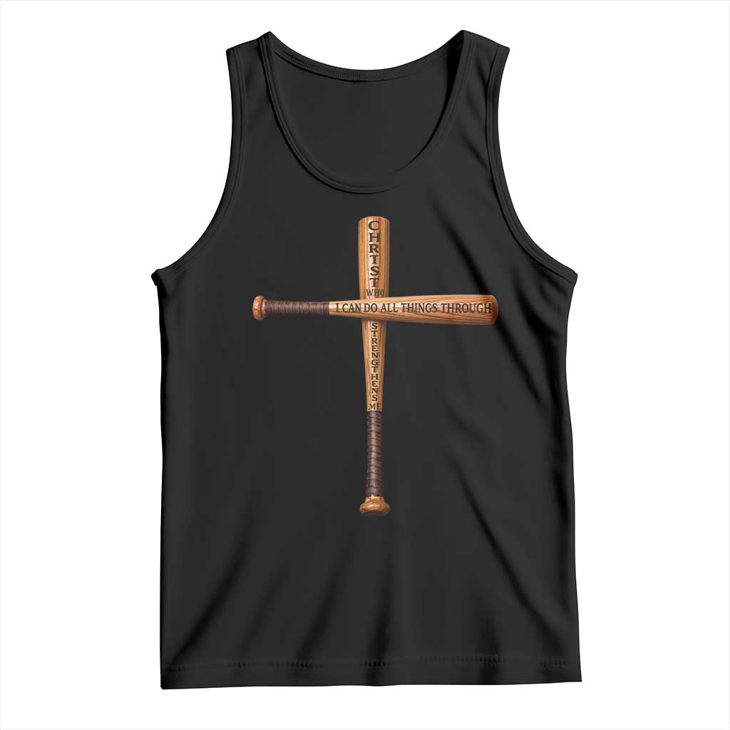 Christian Baseball Tank Top I Can Do All Things Through Christ Who Strengthens Me TS11 Black Print Your Wear