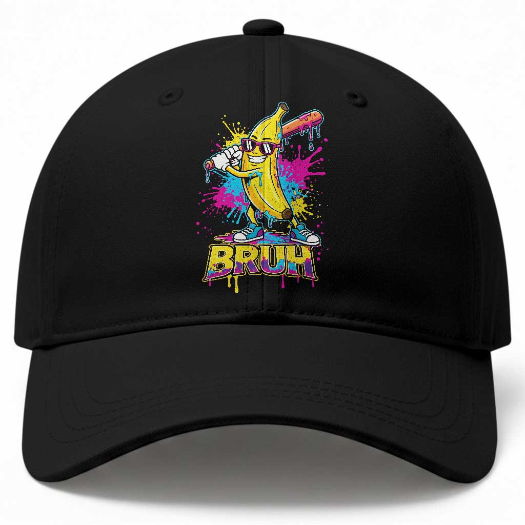 Funny Bruh Banana Baseball Drip Ice Cream Sports Splatter Baseball Cap TS11 Print Your Wear