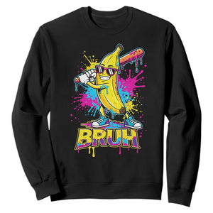 Funny Bruh Banana Baseball Drip Ice Cream Sports Splatter Sweatshirt TS11 Black Print Your Wear