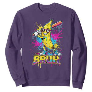 Funny Bruh Banana Baseball Drip Ice Cream Sports Splatter Sweatshirt TS11 Purple Print Your Wear