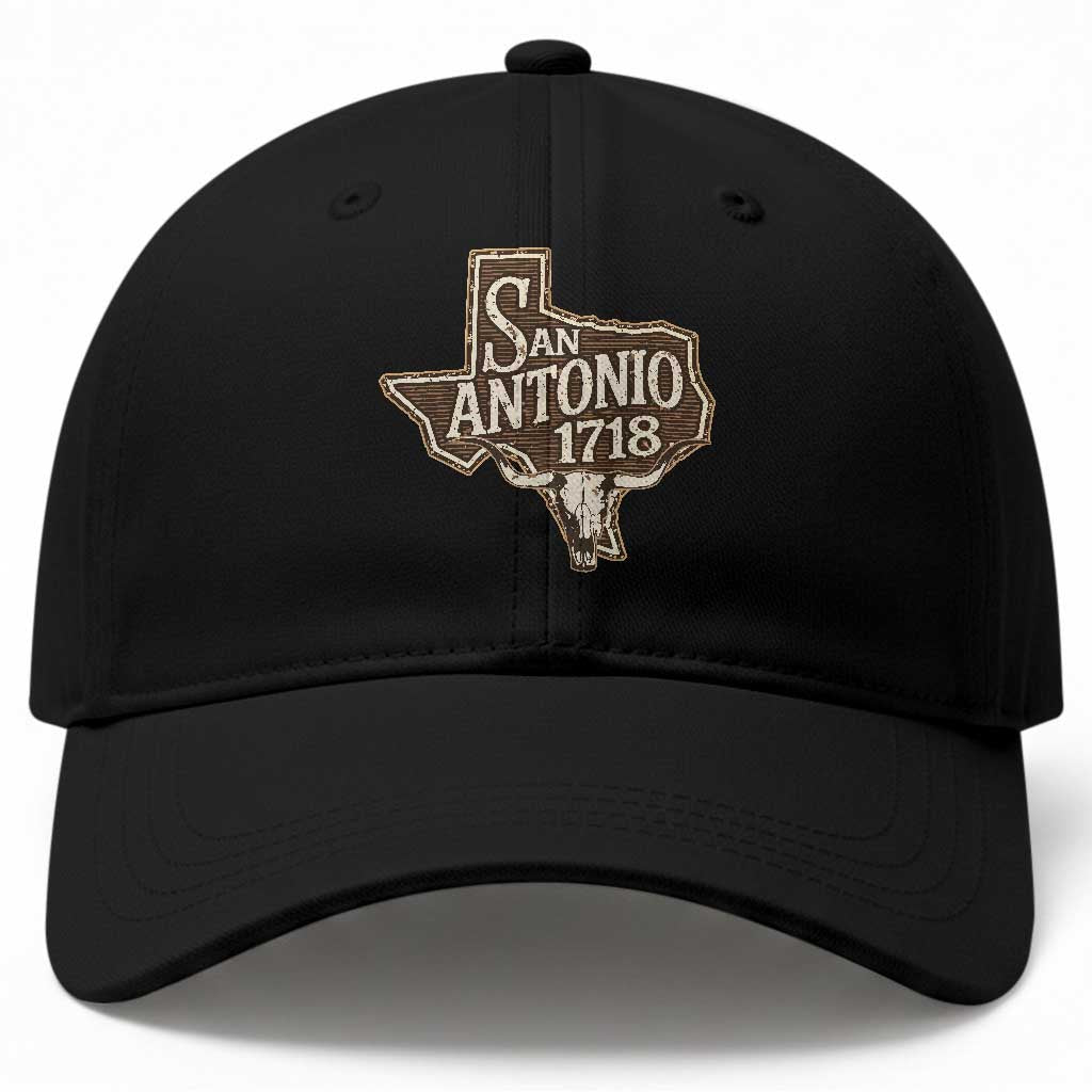 Vintage San Antonio Texas Est 1718 Longhorn Cow Skull Baseball Cap TS11 Print Your Wear