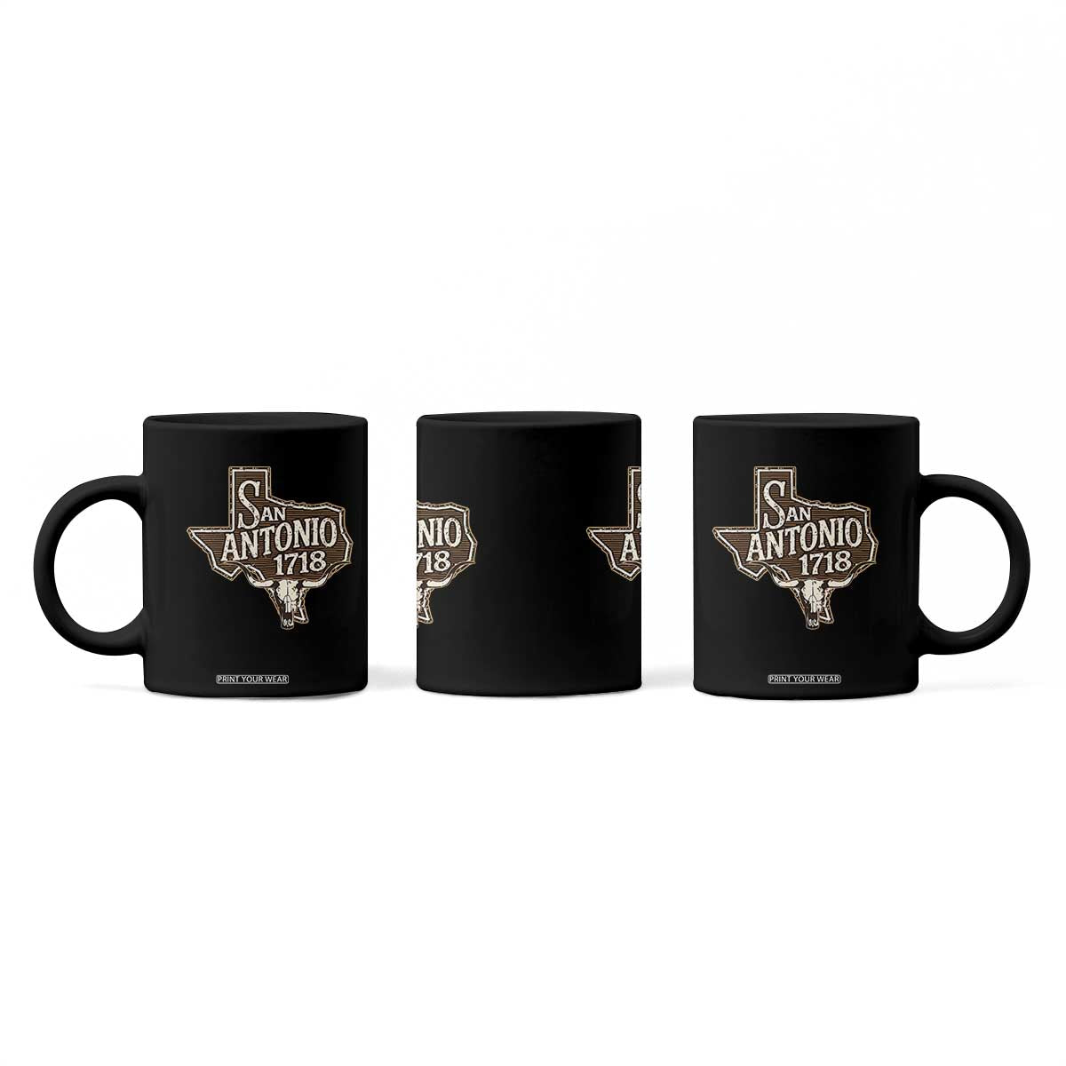 Vintage San Antonio Texas Est 1718 Longhorn Cow Skull Coffee Mug TS11 Print Your Wear