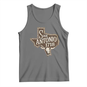 Vintage San Antonio Texas Est 1718 Longhorn Cow Skull Tank Top TS11 Black Heather Print Your Wear
