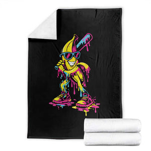Funny Banana Baseball Drip Ice Cream Splatter Throw Blanket TS11 Black Print Your Wear