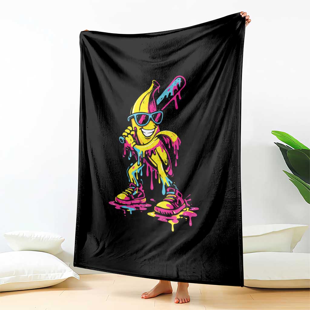 Funny Banana Baseball Drip Ice Cream Splatter Throw Blanket TS11 Print Your Wear