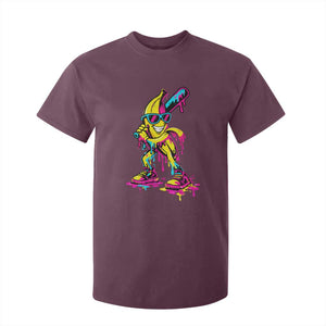 Funny Banana Baseball Drip Ice Cream Splatter T Shirt For Kid TS11 Maroon Print Your Wear