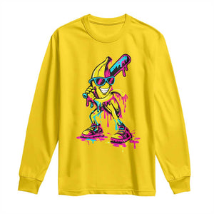 Funny Banana Baseball Drip Ice Cream Splatter Long Sleeve Shirt TS11 Daisy Print Your Wear