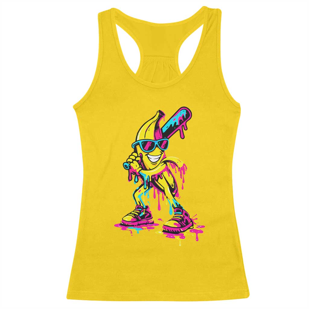 Funny Banana Baseball Drip Ice Cream Splatter Racerback Tank Top TS11 Daisy Print Your Wear