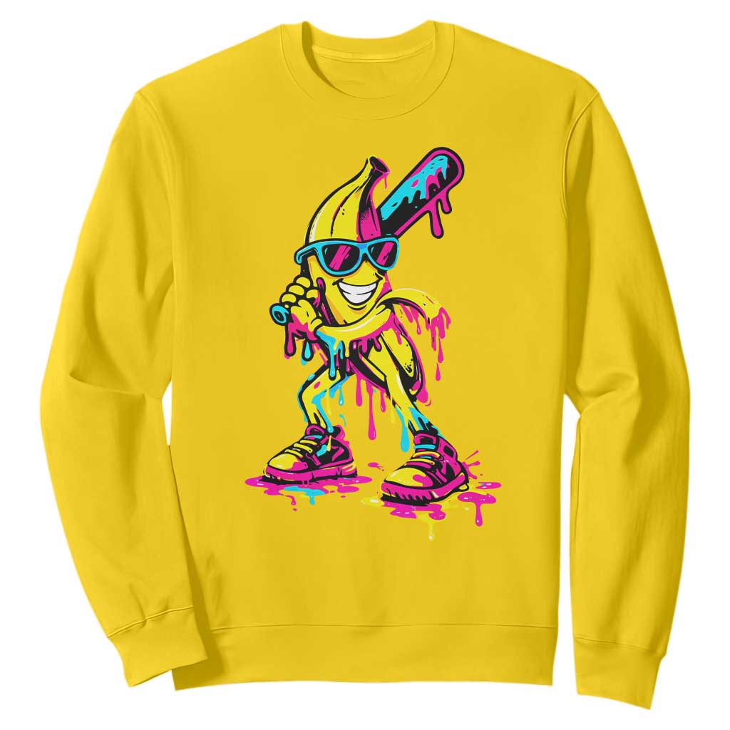 Funny Banana Baseball Drip Ice Cream Splatter Sweatshirt TS11 Daisy Print Your Wear