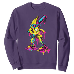 Funny Banana Baseball Drip Ice Cream Splatter Sweatshirt TS11 Purple Print Your Wear