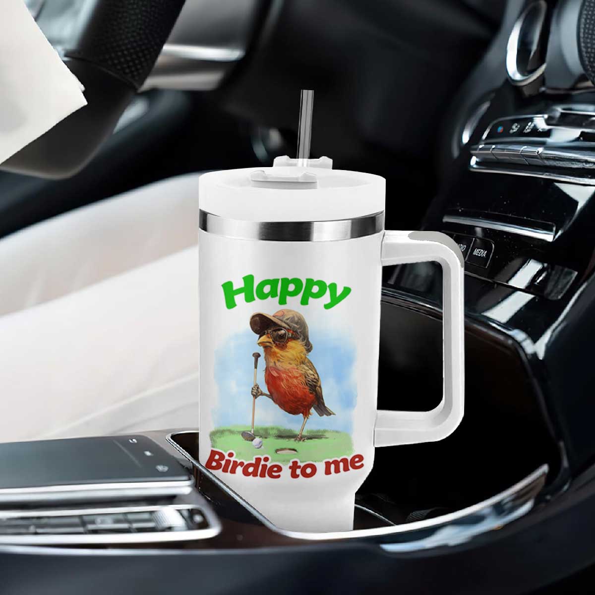 Funny Golf Birthday Tumbler With Handle Happy Birdie To Me Golf Player TS11 Print Your Wear