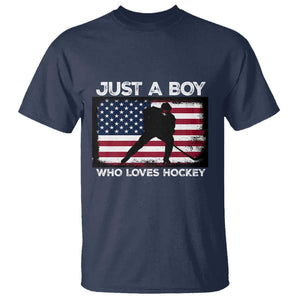 Ice Hockey Lover T Shirt Just A Boy Who Loves Hockey USA Flag TS11 Navy Print Your Wear