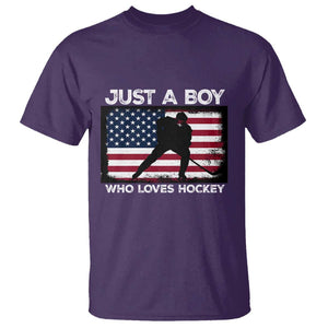 Ice Hockey Lover T Shirt Just A Boy Who Loves Hockey USA Flag TS11 Purple Print Your Wear