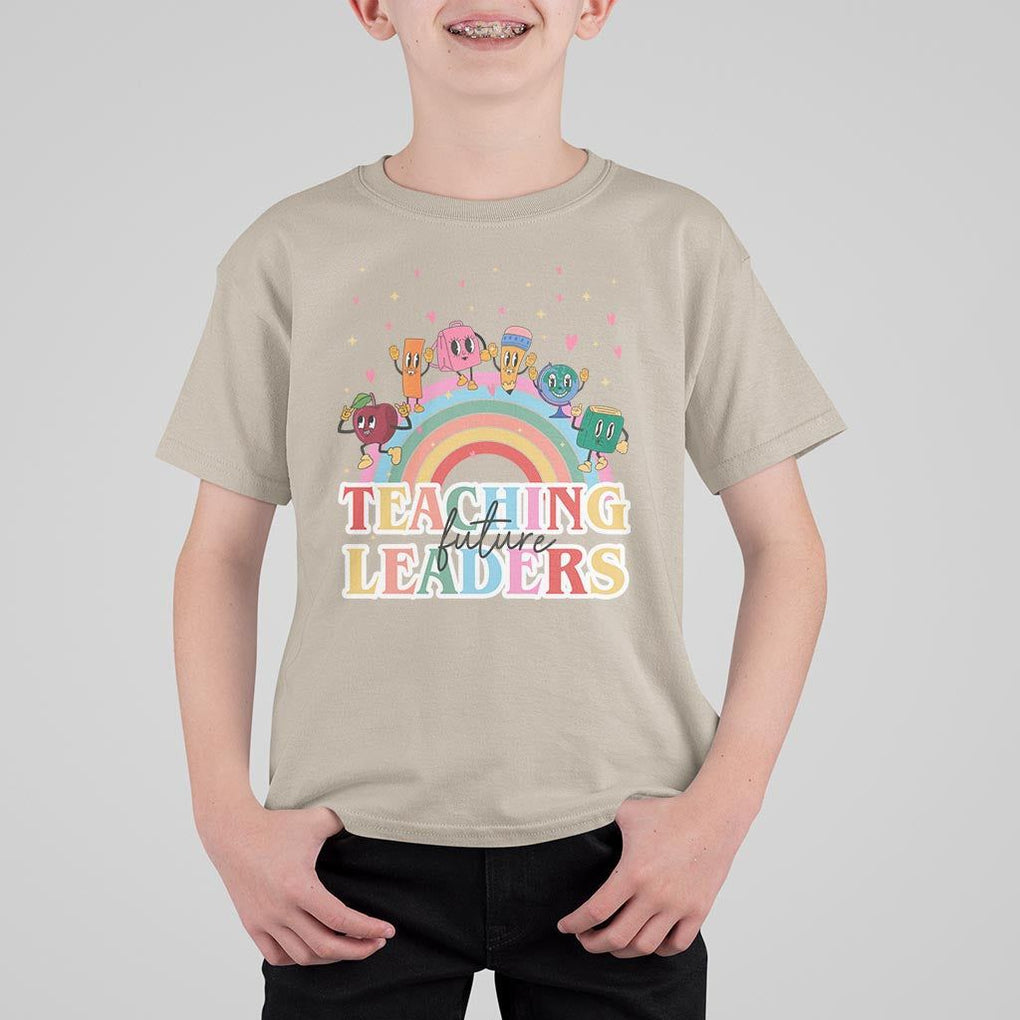 Teacher T Shirt For Kid Teaching Future Leaders Retro Groovy Education Back To School TS11 Sand Print Your Wear