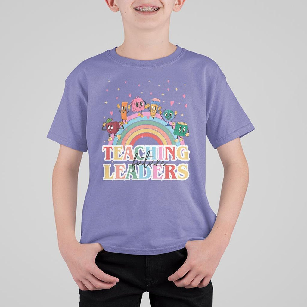 Teacher T Shirt For Kid Teaching Future Leaders Retro Groovy Education Back To School TS11 Violet Print Your Wear
