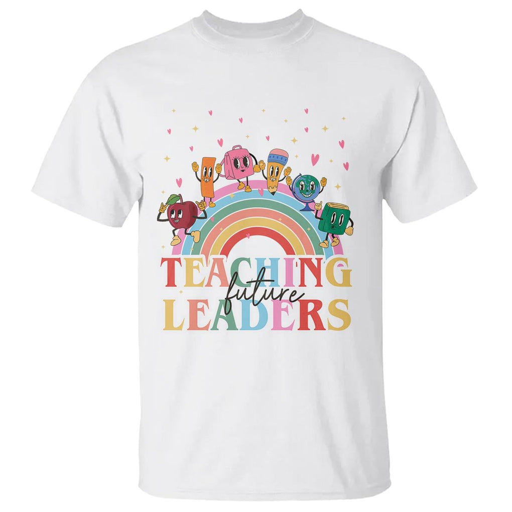 Teacher T Shirt Teaching Future Leaders Retro Groovy Education Back To School TS11 White Print Your Wear