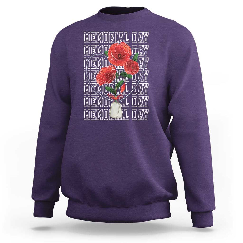 Decoration Day Sweatshirt Memorial Day Red Poppy Flower TS11 Purple Print Your Wear