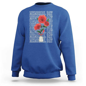 Decoration Day Sweatshirt Memorial Day Red Poppy Flower TS11 Royal Blue Print Your Wear
