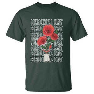 Decoration Day T Shirt Memorial Day Red Poppy Flower TS11 Dark Forest Green Print Your Wear