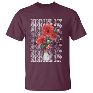 Decoration Day T Shirt Memorial Day Red Poppy Flower TS11 Maroon Print Your Wear