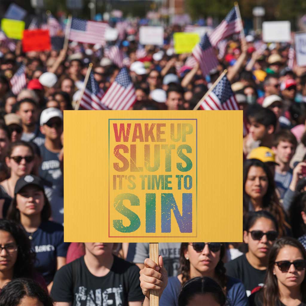 Funny Wake Up Sluts Its Time To Sin LGBTQ Protest Sign TS11 Horizontal 18