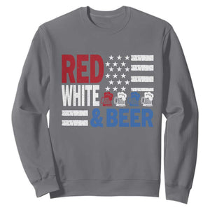 Funny American Drinking Sweatshirt Red White And Beer 4th Of July USA Flag TS11 Charcoal Print Your Wear