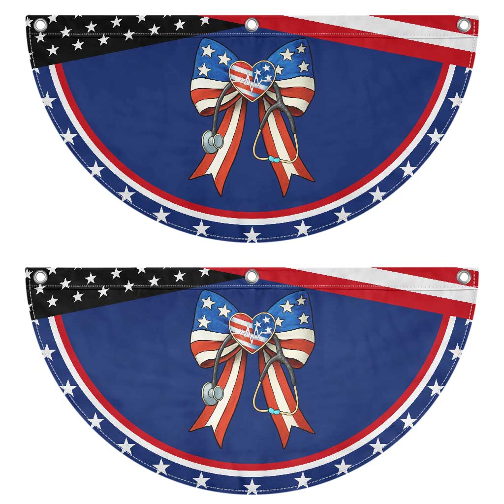 Funny 4th Of July Nurse American Flag Coquette Bow Patriotic Fan Flag TS11 2pcs pack Classic Navy Print Your Wear