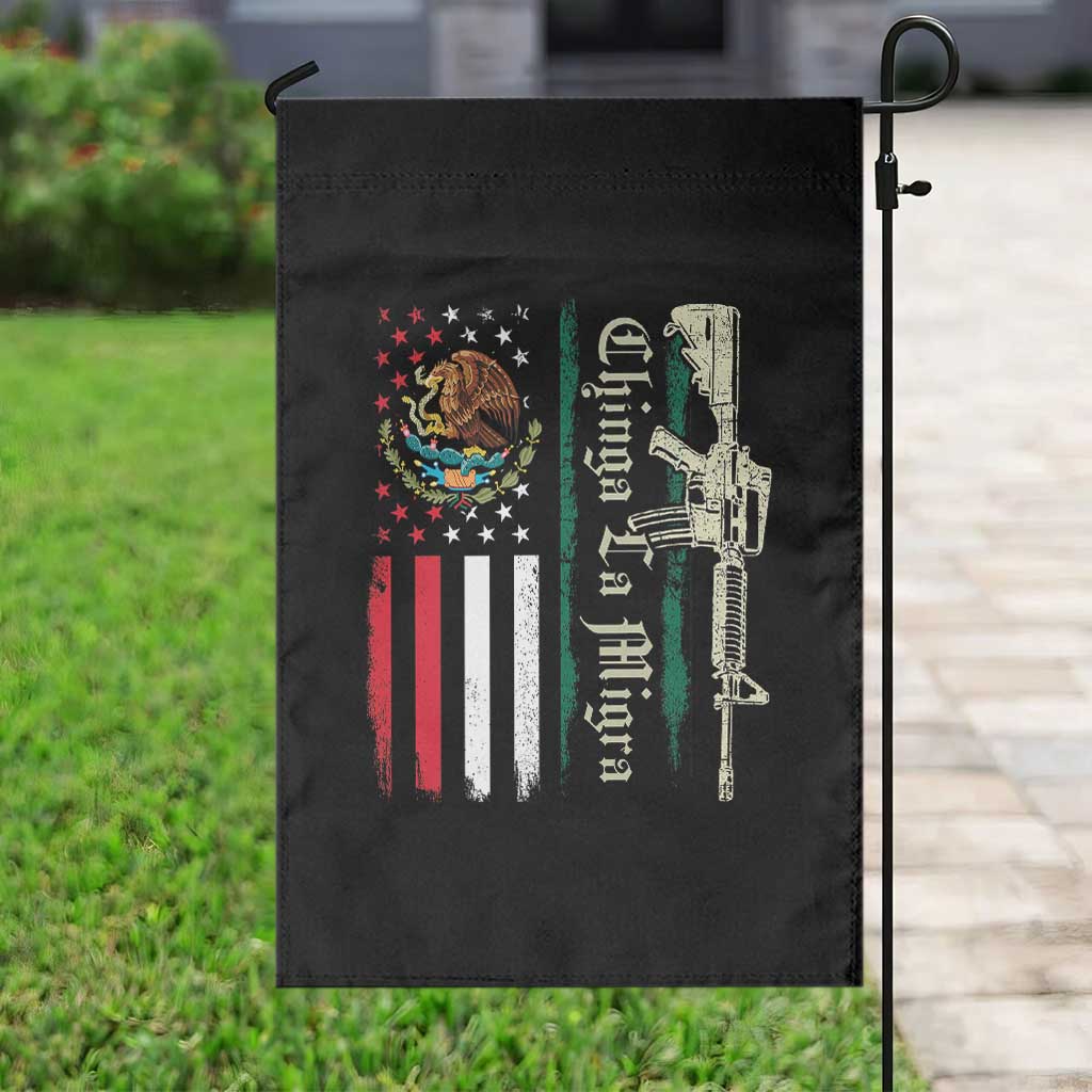 Funny Chinga La Migra Garden Flag Gun Vintage Mexican Flag TS11 Print Your Wear