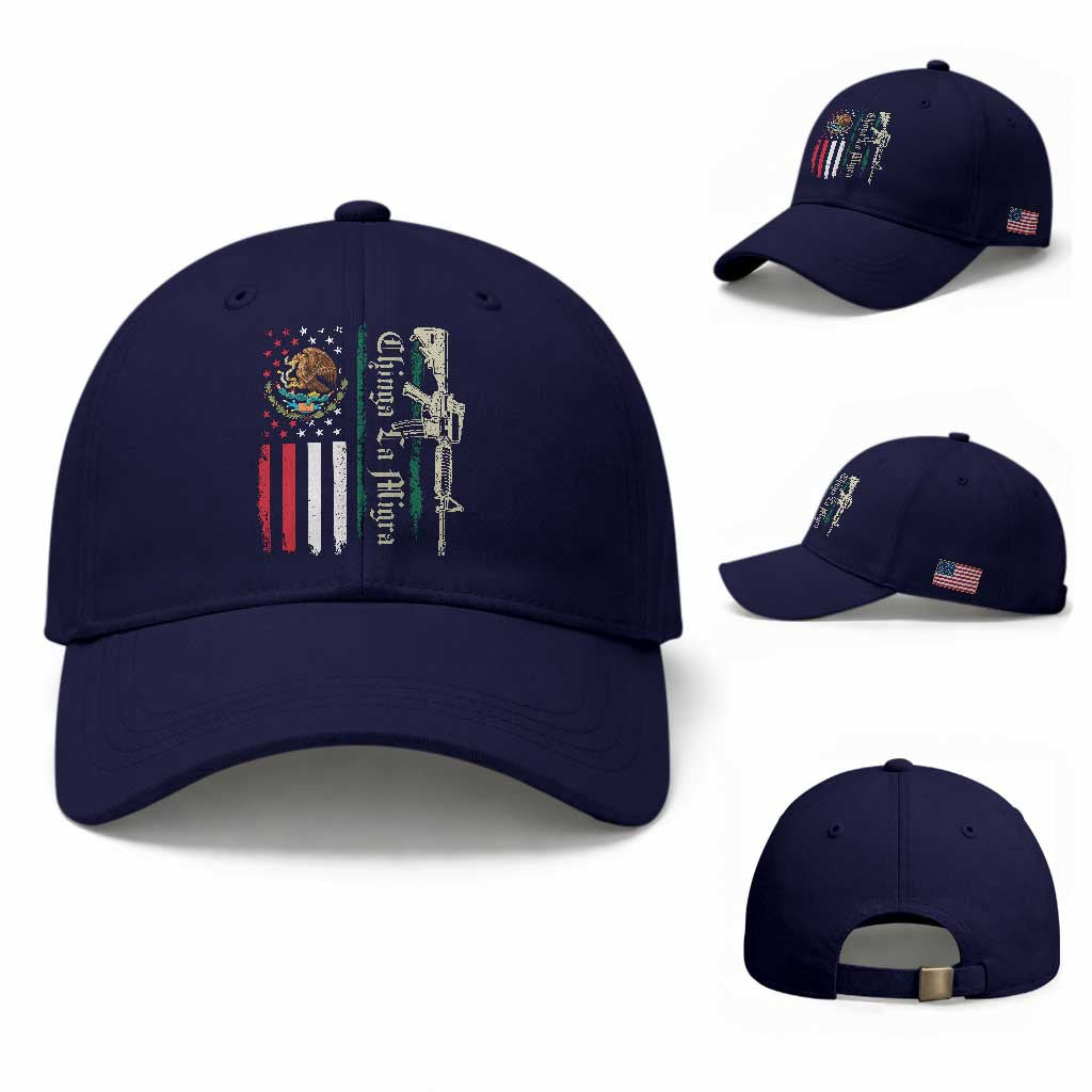 Funny Chinga La Migra Baseball Cap Gun Vintage Mexican Flag TS11 Baseball Cap Universal Fit Dark Blue Print Your Wear