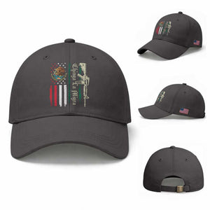 Funny Chinga La Migra Baseball Cap Gun Vintage Mexican Flag TS11 Baseball Cap Universal Fit Dark Gray Print Your Wear