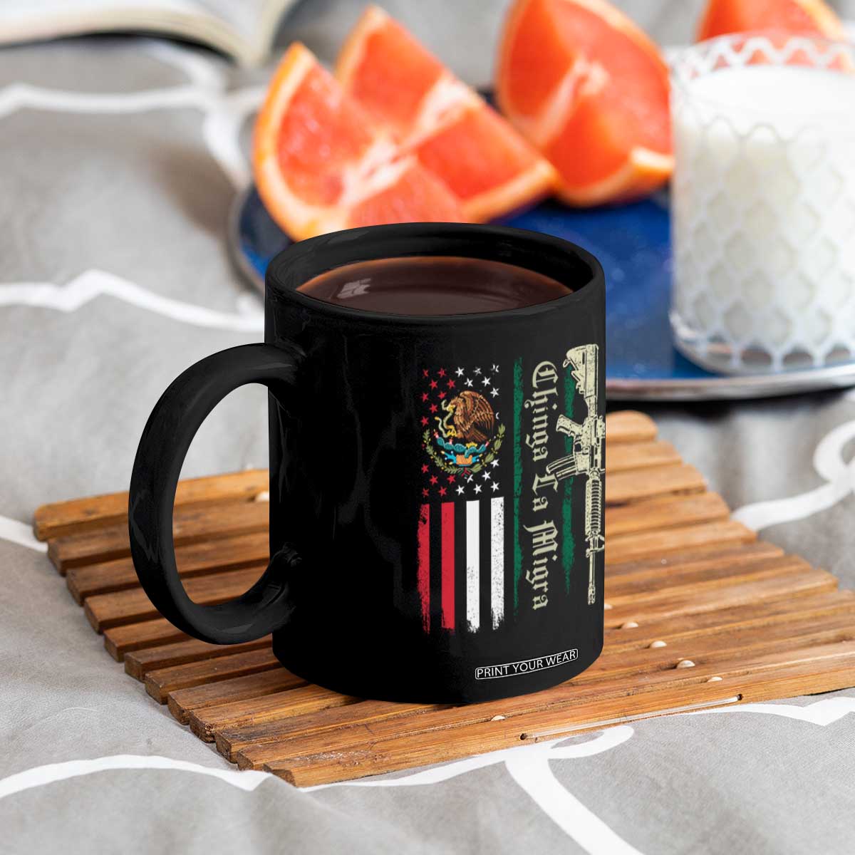 Funny Chinga La Migra Coffee Mug Gun Vintage Mexican Flag TS11 Print Your Wear