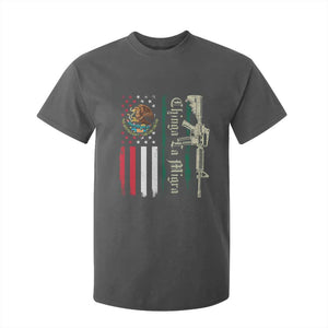 Funny Chinga La Migra T Shirt For Kid Gun Vintage Mexican Flag TS11 Dark Heather Print Your Wear