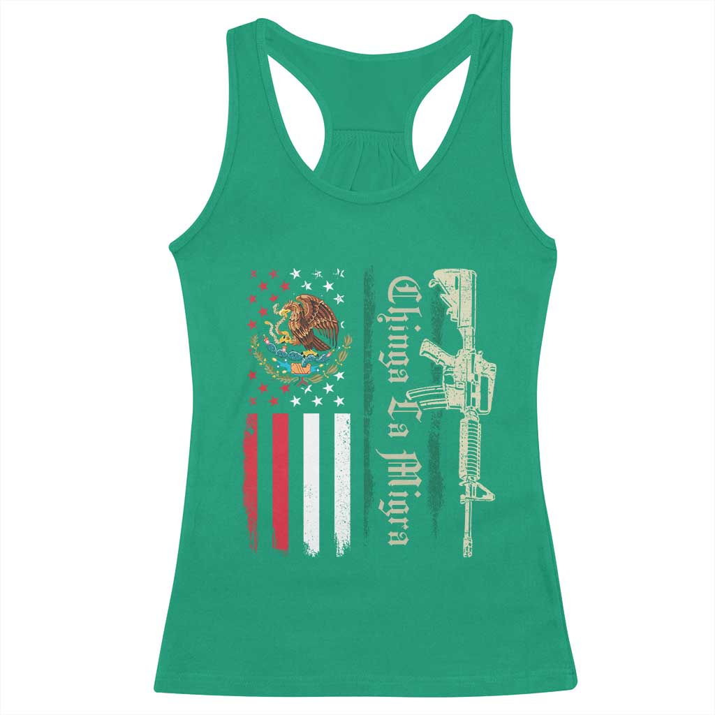 Funny Chinga La Migra Racerback Tank Top Gun Vintage Mexican Flag TS11 Irish Green Print Your Wear
