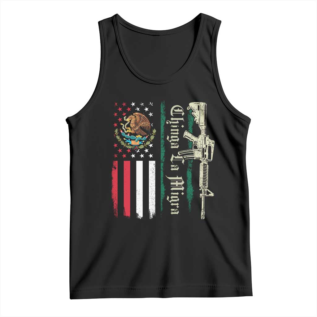 Funny Chinga La Migra Tank Top Gun Vintage Mexican Flag TS11 Black Print Your Wear