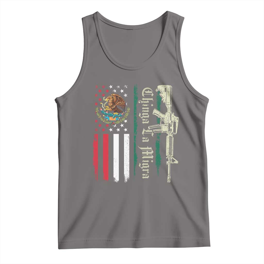 Funny Chinga La Migra Tank Top Gun Vintage Mexican Flag TS11 Deep Heather Print Your Wear