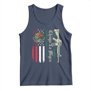 Funny Chinga La Migra Tank Top Gun Vintage Mexican Flag TS11 Navy Print Your Wear