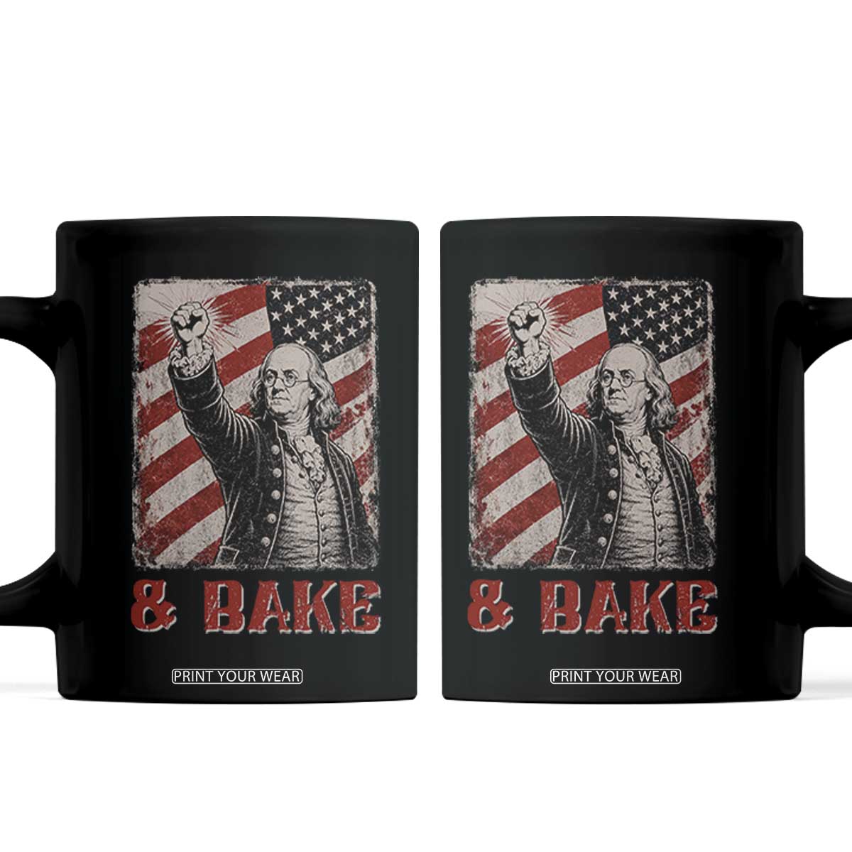 Shake And Bake Benjamin Franklin 4th of July Couple Matching Coffee Mug TS11 Black Print Your Wear