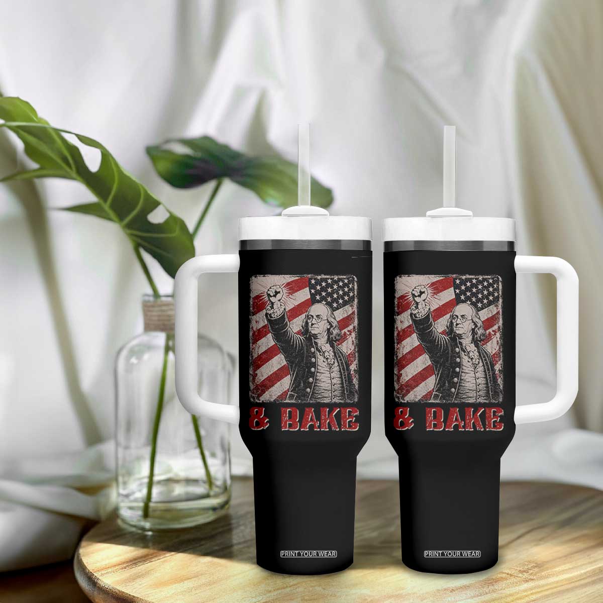 Shake And Bake Benjamin Franklin 4th of July Couple Matching Tumbler With Handle TS11 Print Your Wear