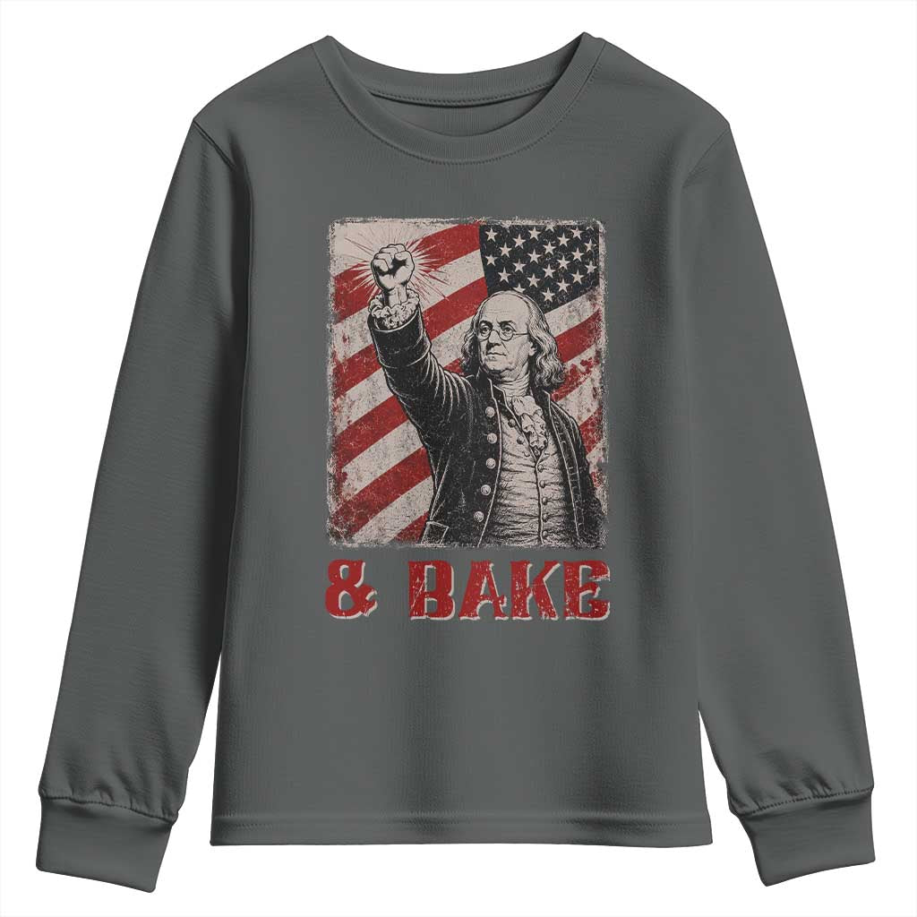 Shake And Bake Benjamin Franklin 4th of July Couple Matching Youth Sweatshirt TS11 Dark Heather Print Your Wear
