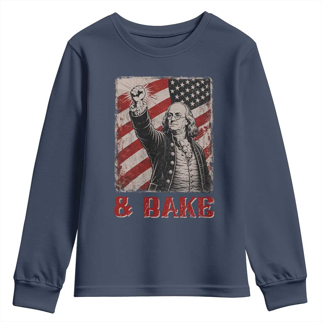 Shake And Bake Benjamin Franklin 4th of July Couple Matching Youth Sweatshirt TS11 Navy Print Your Wear