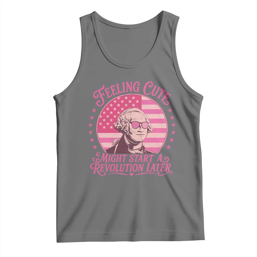 Feeling Cute Might Start A Revolution Later Tank Top George Washington 4th of July TS11 Black Heather Print Your Wear