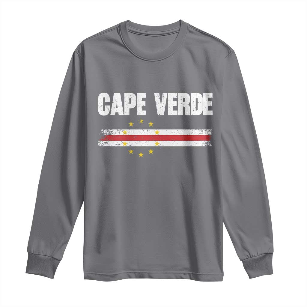 Cape Verde Pride Vintage Cape Verdean Flag 10 Stars Long Sleeve Shirt TS11 Charcoal Print Your Wear