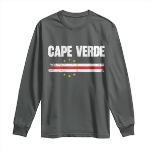 Cape Verde Pride Vintage Cape Verdean Flag 10 Stars Long Sleeve Shirt TS11 Dark Heather Print Your Wear