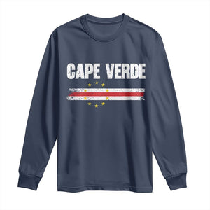 Cape Verde Pride Vintage Cape Verdean Flag 10 Stars Long Sleeve Shirt TS11 Navy Print Your Wear