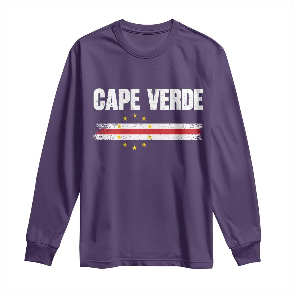 Cape Verde Pride Vintage Cape Verdean Flag 10 Stars Long Sleeve Shirt TS11 Purple Print Your Wear