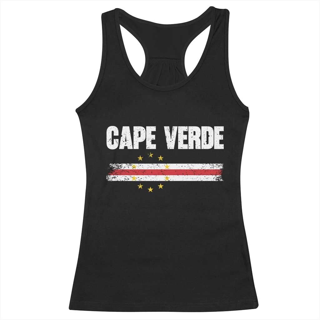 Cape Verde Pride Vintage Cape Verdean Flag 10 Stars Racerback Tank Top TS11 Black Print Your Wear