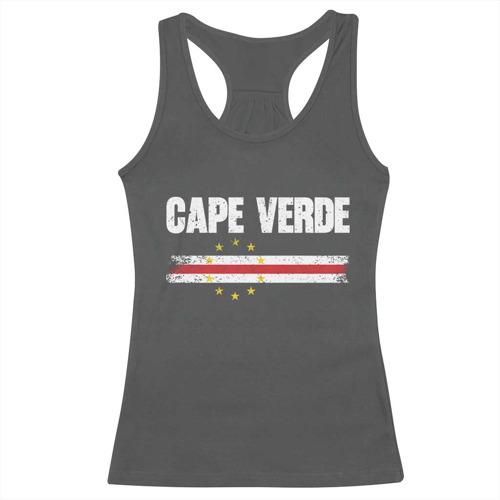 Cape Verde Pride Vintage Cape Verdean Flag 10 Stars Racerback Tank Top TS11 Dark Heather Print Your Wear